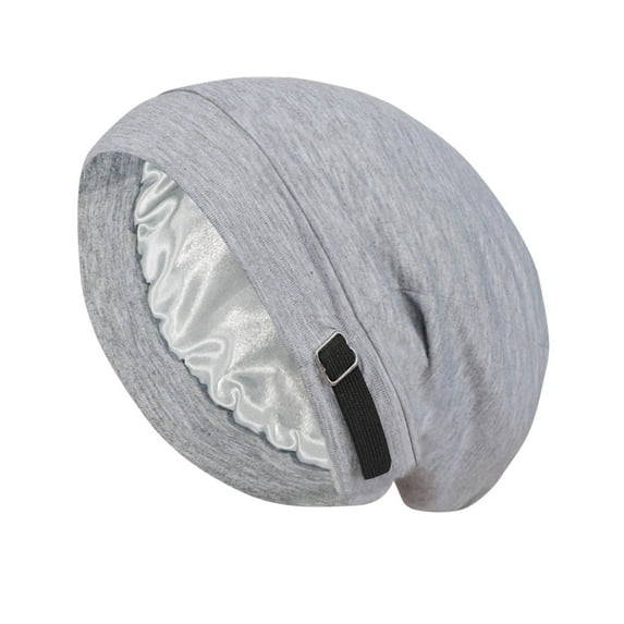 ZACPNCV Silky Bonnet for Sleeping Extra Large Silky Hair Wrap Satin Lined Hair Bonnet Skull Caps for Curly Hair Gray Free Size