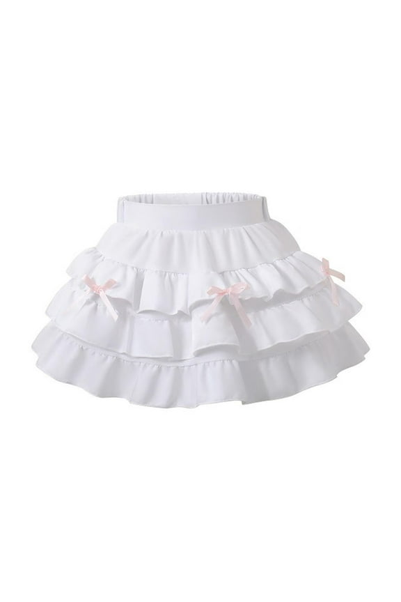 Skirts for Girls Mini Little Festival Ruffle High Cut Cheerleader Cosplay Plain Skort Girls White 10-11 Years