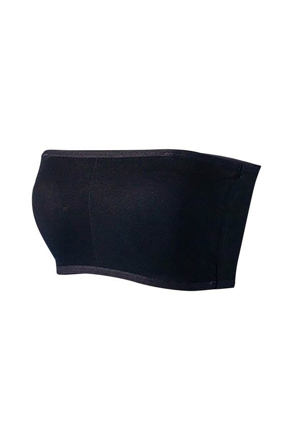 Strapless Bras for Teens with Padding,Girls Training Bandeau Bra Tops Strapless Push up Bras Front Closure Bra Black M