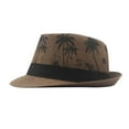 thumbnail image 1 of ZACPNCV Straw Fedora Sun Visor Hat for Women Men Tropical Printed Summer Sun Beach Hats Packable Short Roll Up Straw Panama Fedora Hats Father's Day Gifts Coffee Free Size, 1 of 7