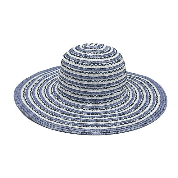 ZACPNCV Straw Hats for Women Foldable Packable Beach Hat with UPF 50 Protection Summer Vacation Blue Free Size