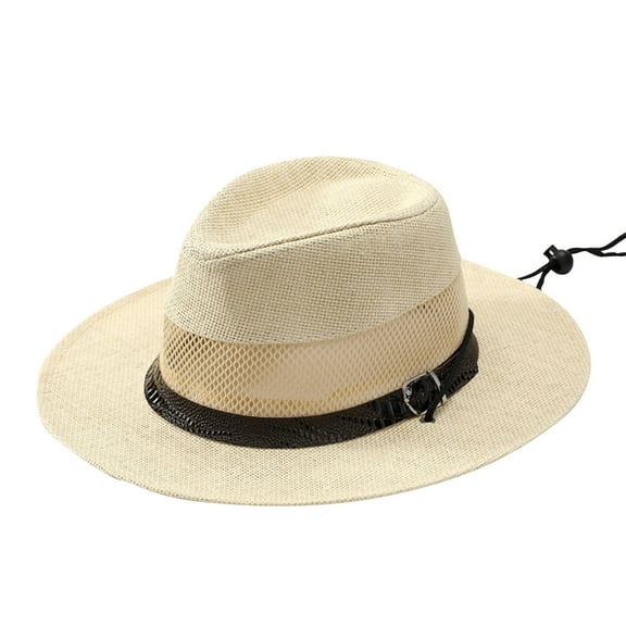 ZACPNCV Sun Hat Straw Fedora Hats for Men Women Beach Hat Panama Hat Men Wide Brim Summer Hats Beige Free Size