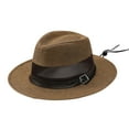 thumbnail image 1 of ZACPNCV Sun Hat Straw Fedora Hats for Men Women Beach Hat Panama Hat Men Wide Brim Summer Hats Coffee Free Size, 1 of 6