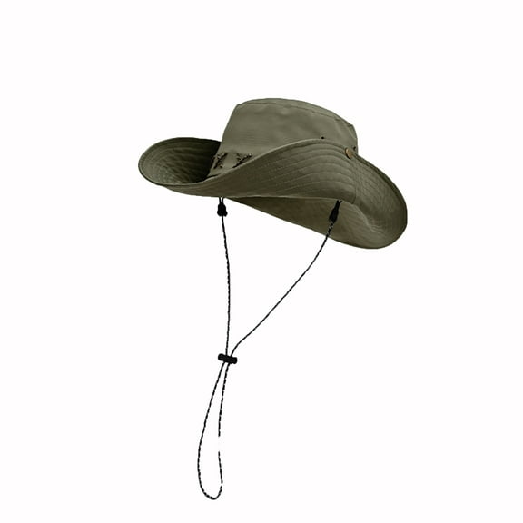 ZACPNCV Sun Hats for Men Women Fishing Hat UPF 80  Breathable Wide Brim Hiking Summer UV Protection Bucket Hats Green M
