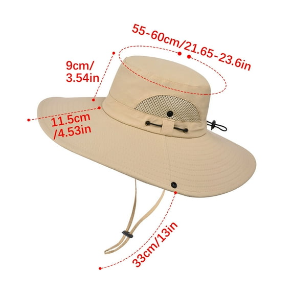 ZACPNCV Sun Hats for Women Men Breathable Wide Brim Fishing Hat Hiking Summer UV Protection Bucket Hats Beige Free Size