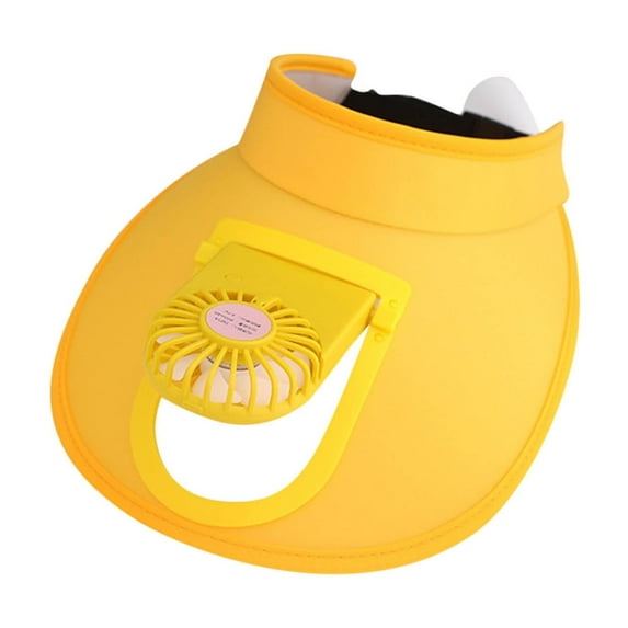 ZACPNCV Sun Visor Hat with Fan Rechargeable Hat with Fan Built in, Fan Hats for Kids with Wind Speed Yellow Free Size