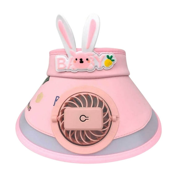 ZACPNCV Sun Visors Hat with Fan for Kids Fan Visor Hat Large Area Sun Protection Pink Free Size