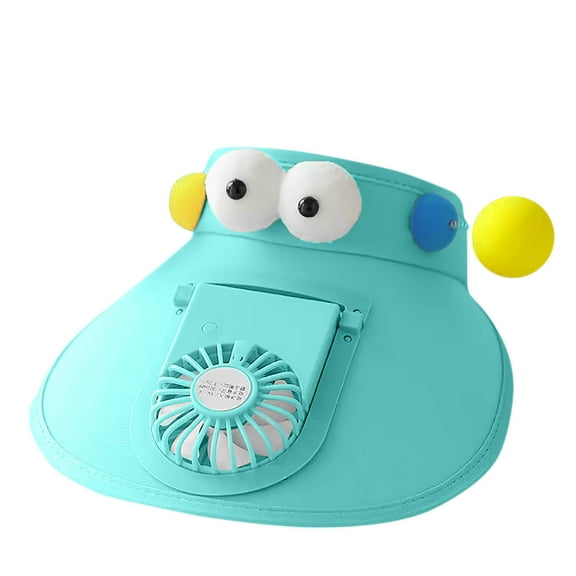 ZACPNCV Sun Visors Hat with Fan for Kids Fan Visor Hat Large Area Sun Protection Sky Blue 3-14 Years