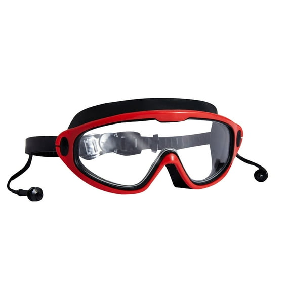 ZACPNCV Swim Goggles Attached Earplugs Non Fog UV Protection Swimming Goggles for Youth Kids Red Free Size