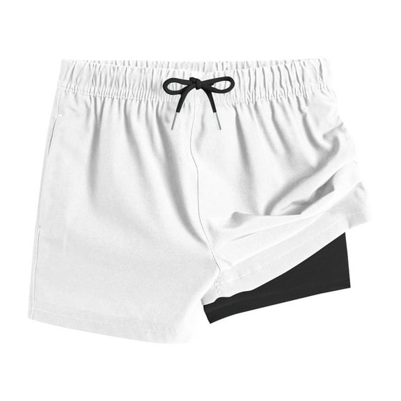 ZACPNCV Swim Shorts for Girls Dry High Waisted Trunks with Liner Dstring Beach Board Shorts Swim Bottoms White 10-11 Years
