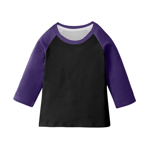 ZACPNCV T Shirts for Teen Girls Raglan 3/4 Length Sleeve Cute Clothes Fall Round Neck Tops Comfy Elbow Sleeve Shirts Black 3-4 Years