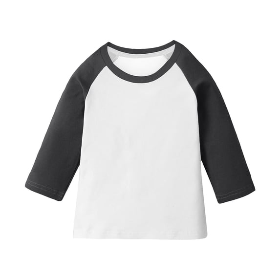 ZACPNCV T Shirts for Teen Girls Raglan 3/4 Length Sleeve Cute Clothes Fall Round Neck Tops Comfy Elbow Sleeve Shirts Dark Gray 7-8 Years
