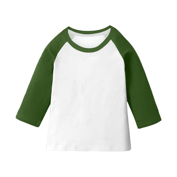 ZACPNCV T Shirts for Teen Girls Raglan 3/4 Length Sleeve Cute Clothes Fall Round Neck Tops Comfy Elbow Sleeve Shirts Green 11-12 Years