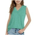 thumbnail image 1 of ZACPNCV Tank Top Girls Summer Casual Spring V Neck Sleeveless Tee Shirt Basic Beach Vacation Outfits Clothes Green 11-12 Years, 1 of 9
