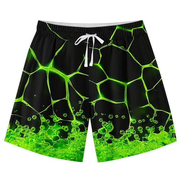 ZACPNCV Teen Boys Swim Trunks Quick Dry Swimwear Bathing Suit for Big Boys Beach Swim Boards Shorts Green 13-14 Years