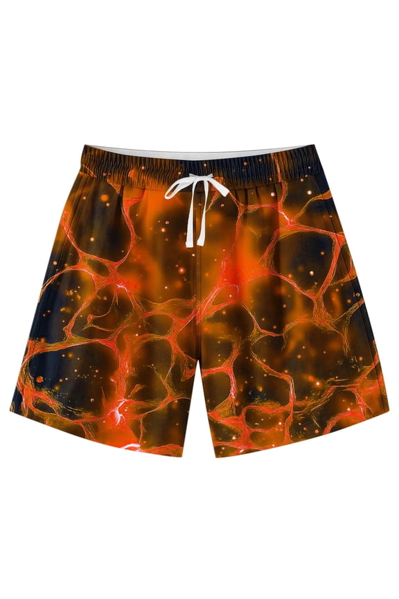 Teen Boys Swim Trunks Quick Dry Swimwear Bathing Suit for Big Boys Beach Swim Boards Shorts Orange 7-8 Years