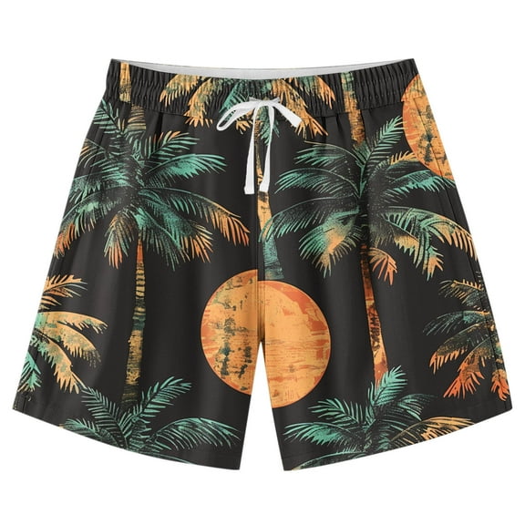 ZACPNCV Teen Boys Swim Trunks Quick Dry Swimwear Bathing Suit for Big Boys Hawaiian Print Beach Swim Boards Shorts Navy 7-8 Years