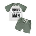 thumbnail image 1 of ZACPNCV Toddler Baby Boy Clothes Short Sleeve T Shirt Shorts Two-piece Set Newborn Outfit Baby Summer Mother's Day Clothes Green 3-6 Months, 1 of 4