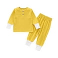 thumbnail image 1 of ZACPNCV Toddler Baby Boy Girl Clothes Set Long Sleeve Tops Sweatshirt Pants 2 Piece Outfit Yellow 6-12 Months, 1 of 9