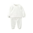 thumbnail image 1 of ZACPNCV Toddler Baby Boy Girl Clothes Winter Solid Color Long Sleeve Pullover Sweatshirt Pants 2Pcs Fall Outfits Set White 11-12 Years, 1 of 6