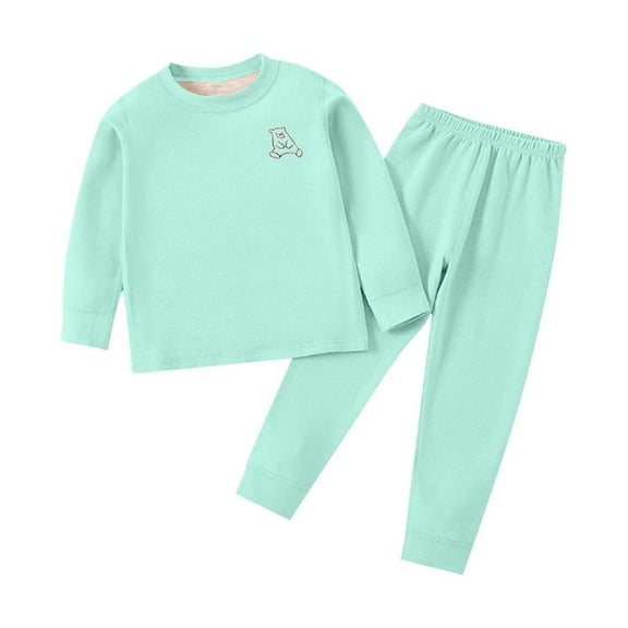ZACPNCV Toddler Baby Boys Girls Thermal Underwear Thick Winter Warm Pajamas Set Green 1-2 Years