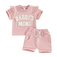 thumbnail image 1 of ZACPNCV Toddler Baby Girl Clothes Short Sleeve T Shirt Shorts Two-piece Set Newborn Outfit Baby Summer Father's Day Clothes Pink 6-12 Months, 1 of 9