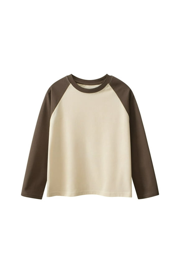Toddler Baby Girls Boys Long Sleeve Shirts Raglan Shirt Baseball Tee Cotton T-Shirts Beige 15-16 Years