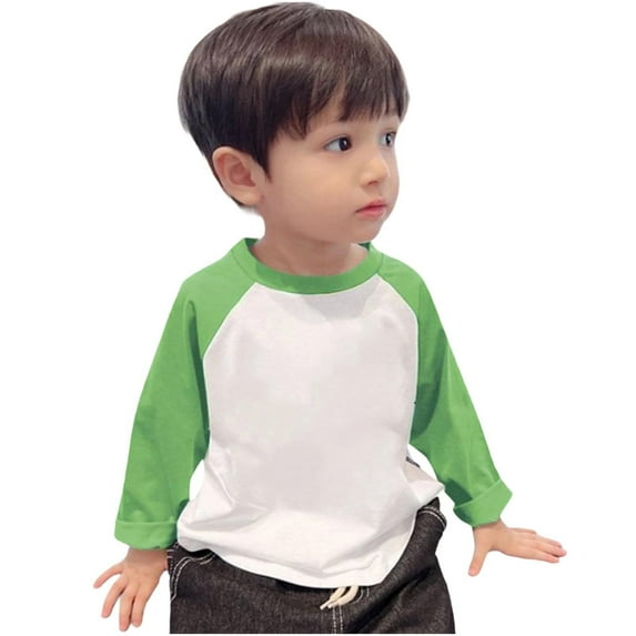 ZACPNCV Toddler Baby Girls Boys Long Sleeve Shirts Raglan Shirt Baseball Tee Cotton T-Shirts Green 8-9 Years