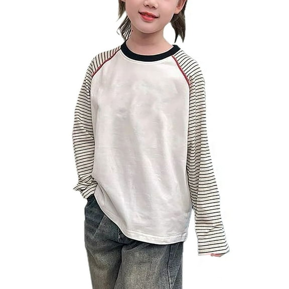 ZACPNCV Toddler Baby Girls Boys Long Sleeve Shirts Raglan Shirt Baseball Tee Cotton T-Shirts White 8-9 Years