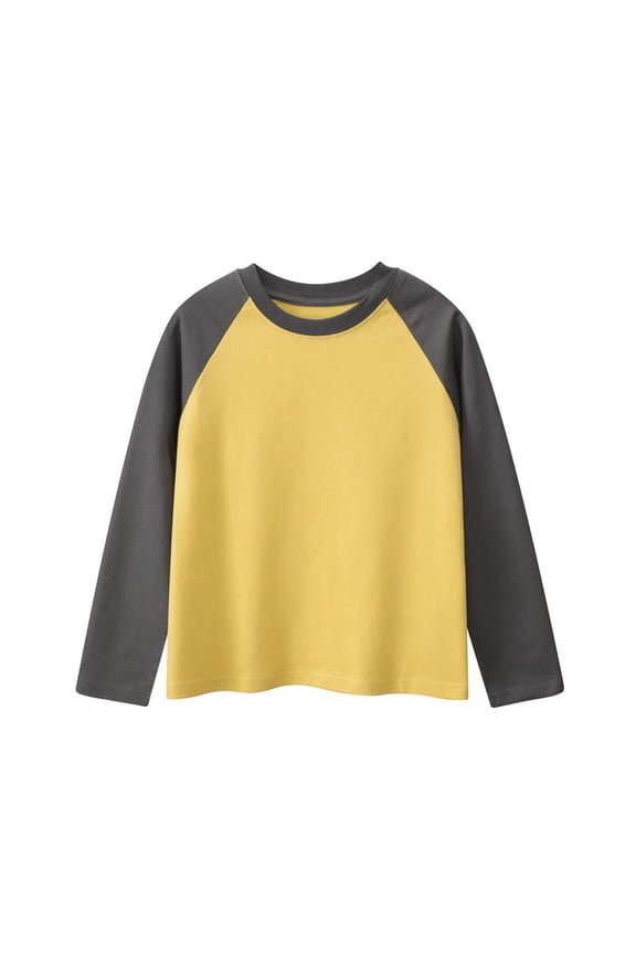 Toddler Baby Girls Boys Long Sleeve Shirts Raglan Shirt Baseball Tee Cotton T-Shirts Yellow 5-6 Years