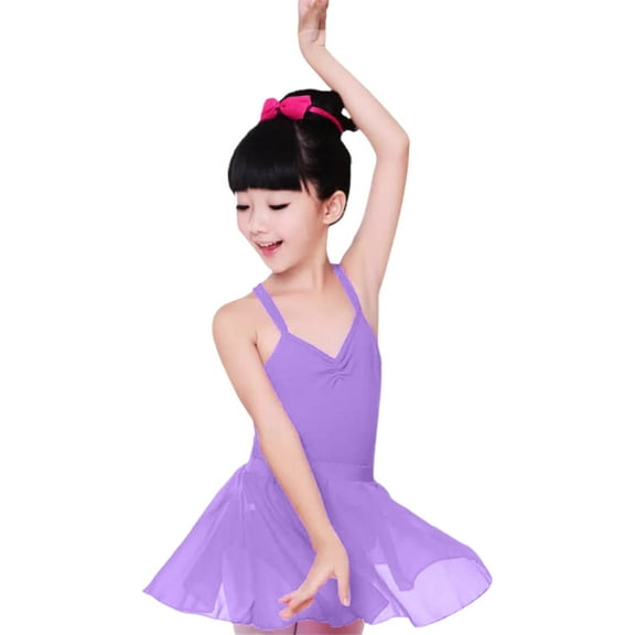 ZACPNCV Toddler Ballet Leotards for Girls Dance Leotards with Skirt Gymnastic Ballerina Outfit Dress Purple 11-12 Years