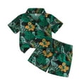 thumbnail image 1 of ZACPNCV Toddler Boy Hawaiian Shorts Set Tropical Floral Outfits Casual Button Down Shirt Shorts set Summer Clothes Set 2-3 Years, 1 of 5