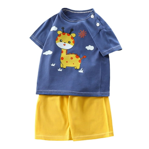 ZACPNCV Toddler Boy Summer Clothes Kids Baby Cotton Outfits T-Shirt Shorts Set Multicolor 9-18 Months