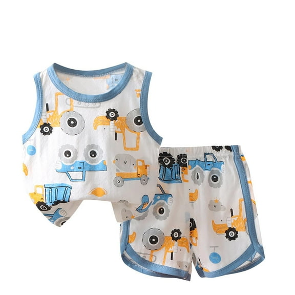 ZACPNCV Toddler Boys Clothes Summer Outfits Baby Boy Sleeveless Tank Top and Shorts Car Print Set 2-3 Years