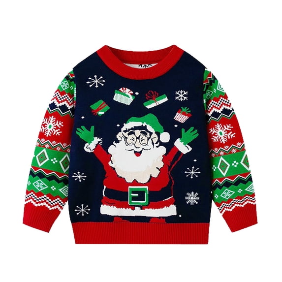 ZACPNCV Toddler Boys Girls Christmas Sweatshirts Kids Xmas Pullover Santa Reindeer Shirts Tops Red 7-8 Years