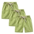 thumbnail image 1 of ZACPNCV Toddler Boys Girls Shorts 3-Pack Cotton Linen Summer Casual Shorts Kids Solid Sport Short Pants with Drawstring Green 3-4 Years, 1 of 9
