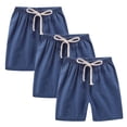 thumbnail image 1 of ZACPNCV Toddler Boys Girls Shorts 3-Pack Cotton Linen Summer Casual Shorts Kids Solid Sport Short Pants with Drawstring Navy 7-8 Years, 1 of 9