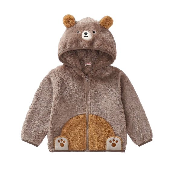 ZACPNCV Toddler Fleece Jacket Baby Boys Girls Animal-shaped Hooded Zipper Long Sleeve Warm Fall Winter Outerwear Coat Gray 2-3 Years