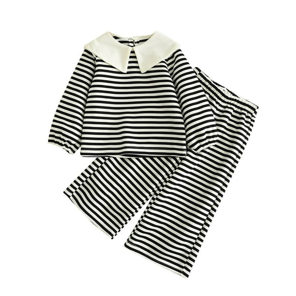 ZACPNCV Toddler Girl Clothes Girls Fall Winter Outfit Long Sleeve Top and Pants 2Pcs Clothing Set Black 6-7 Years