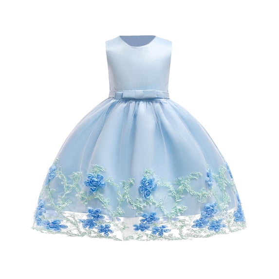 ZACPNCV Toddler Girl Dress Sleeveless Sequins Princess Dresses Toddler Wedding Birthday Party Gown Dresses Blue 7-8 Years