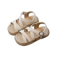 thumbnail image 1 of ZACPNCV Toddler Girl Sandals Kids Summer Dress Shoes Open Toe Flats Princess Sandals for School Beach Party White 4-4.5 Years, 1 of 5