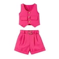 thumbnail image 1 of ZACPNCV Toddler Girl's 2 Piece Summer Outfits Striped Sleeveless Top and Shorts Sets Hot Pink 2-3 Years, 1 of 9