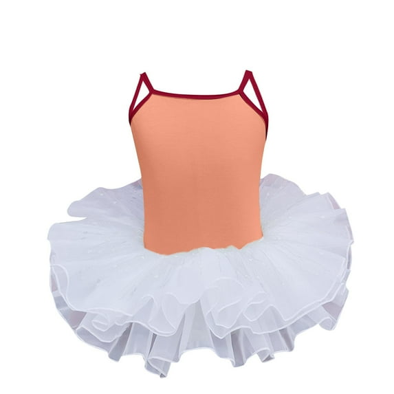 ZACPNCV Toddler Girls Ballet Skirted Leotards Strap Tutu Dress Party for Dance Orange 5-6 Years