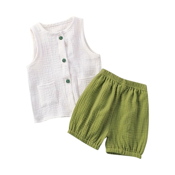 ZACPNCV Toddler Girls Bow Tie Neck Halter Pleated Tank Top and Shorts Set Two Piece Summer Outfits for Kids Green 4-5 Years