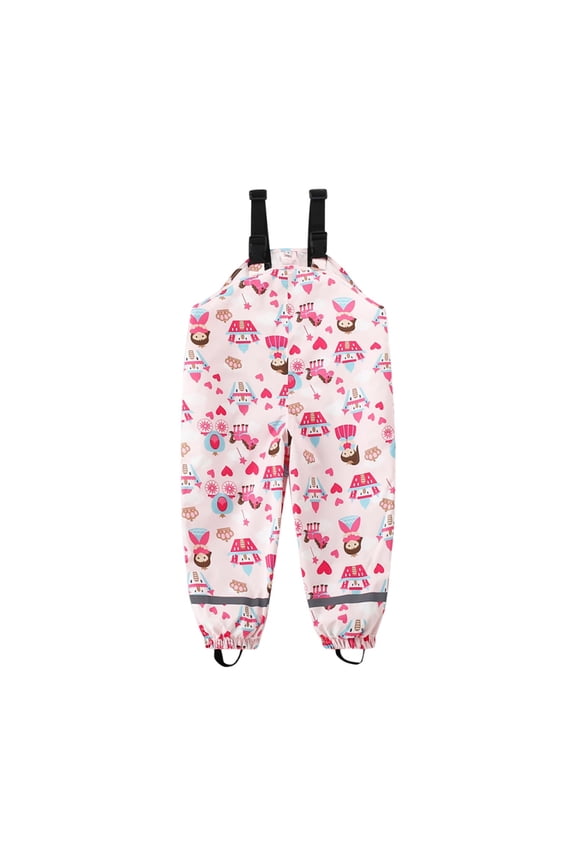 Toddler Girls Boys Cotton Lined Reflective Waterproof Rain Pants Trousers Windproof and Breathable for Boys Girls Pink 6-7 Years