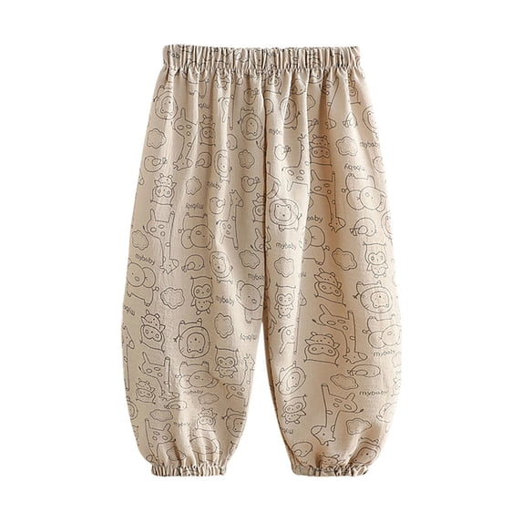 ZACPNCV Toddler Girls Boys Solid Cotton Harem Pants Summer Baby Basic Loose Long Bloomer Trouser Elastic Pants Beige 6-12 Months