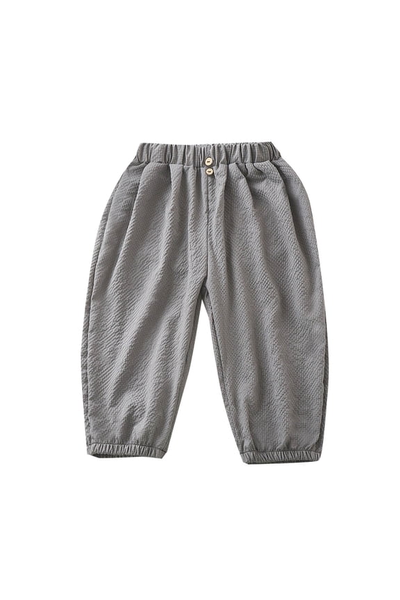 Toddler Girls Boys Solid Cotton Harem Pants Summer Baby Basic Loose Long Bloomer Trouser Elastic Pants Gray 1-2 Years