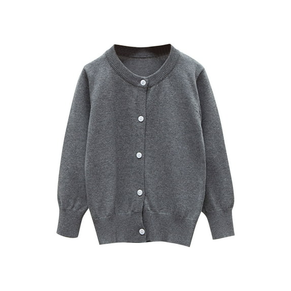 ZACPNCV Toddler Girls Boys Sweater Cardigan Long Sleeve Button Down Solid Knit Cardigan School Uniforms Gray 9-10 Years