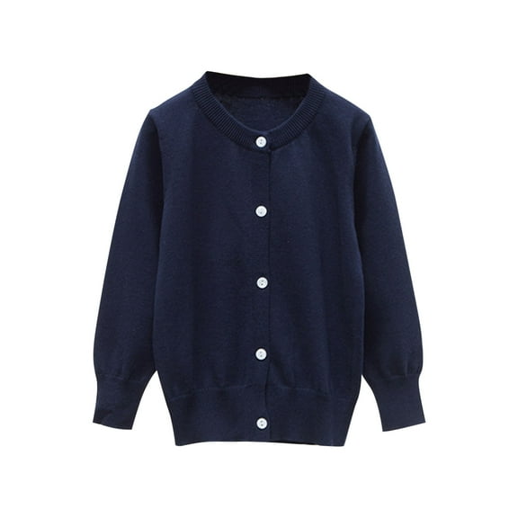 ZACPNCV Toddler Girls Boys Sweater Cardigan Long Sleeve Button Down Solid Knit Cardigan School Uniforms Navy 3-4 Years