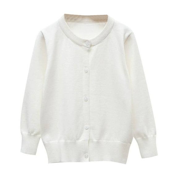 ZACPNCV Toddler Girls Boys Sweater Cardigan Long Sleeve Button Down Solid Knit Cardigan School Uniforms White 2-3 Years